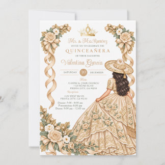Convite de Quinceañera Princesa Floral Taça de Cha