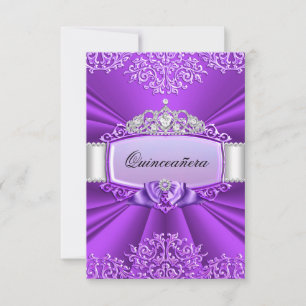 Convite de Quinceanera Princesa Tiara & Damasco