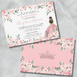 Convite De Quinceanera Rosa Escamudo Floral