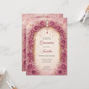 Convite de Quinceañera Rosa Floral