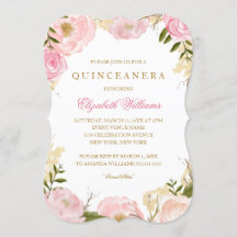 Convite de Quinceanera Rosa Pink Elegante