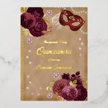 Convite de Quinceañera Rosas Vermelhas em Inglês A