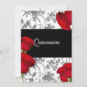 Convite de Quinceanera, Rosas Vermelhas, Personali