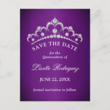 Convite de Quinceanera Roxo Escuro para Salvar a D