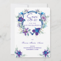 Convite de Quinceañera Roxo Save the Date