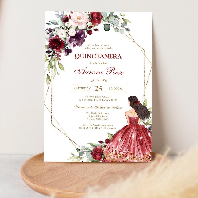 Convite de Quinceanera Rústico Moderno (Criador carregado)