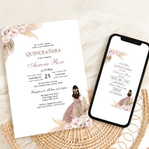 Convite de Quinceanera Rústico Moderno