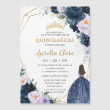 Convite de Quinceañera Sweet 16 Lilás Roxo Floral