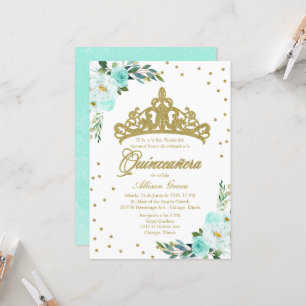 Convite de Quinceanera Tiara Dourada Espanhola Ver