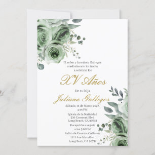Convite de Quinceanera verde-esmeralda