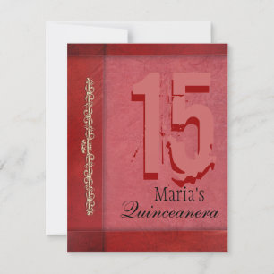 Convite de Quinceanera Vermelho e Rosa