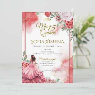 Convite de Quincenera em Espanhol Boho