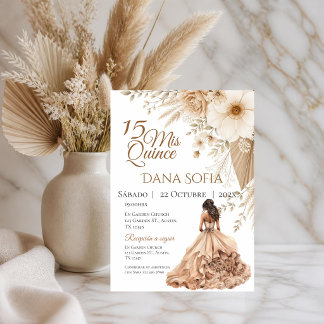 Convite de Quincenera em Espanhol Boho