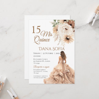 Convite de Quincenera em espanhol Boho