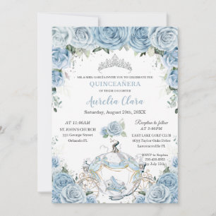 Convite de Quinze Anos Baby Azul Floral Princesa