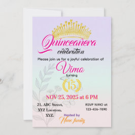 Convite de Quinze Anos Botânico em Pastel Elegante