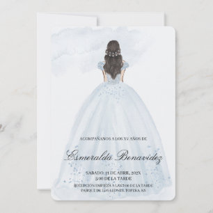 Convite de quinze anos com vestido azul claro