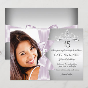 Convite de Quinze Anos Lilac Diamond Bow & Tiara