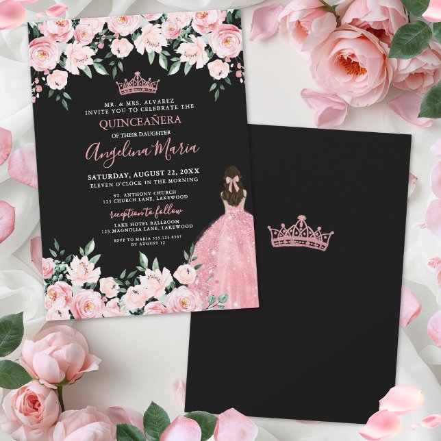 Convite de Quinze Anos Rosa Corado (Blush Pink Quinceanera Invitation)