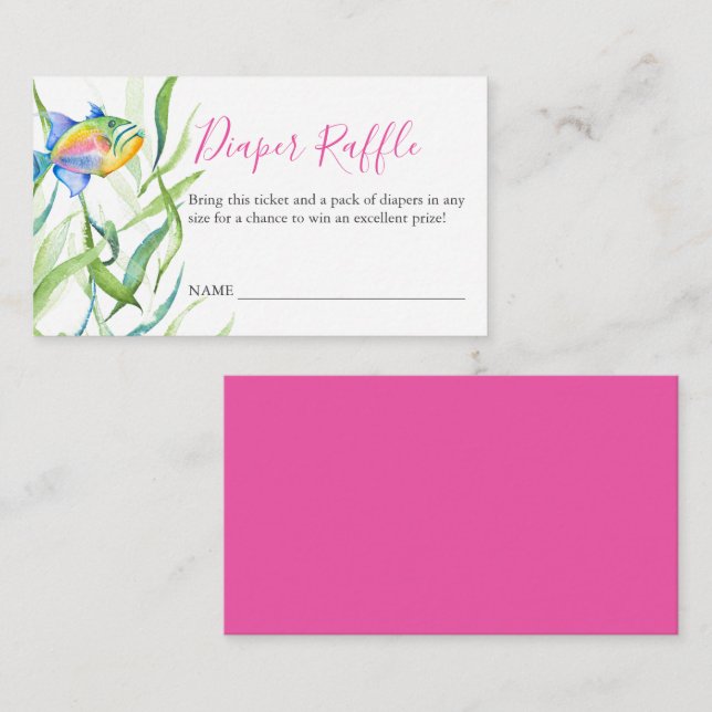 Convite de Raffle para Fralda de Tema Tropical Ros (Frente/Verso)