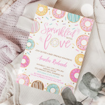 Convite de Raspadinha de Bebê Donut Espalhado Com 