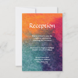 Convite de Recepção Aquarela Laranja Azul Rosa