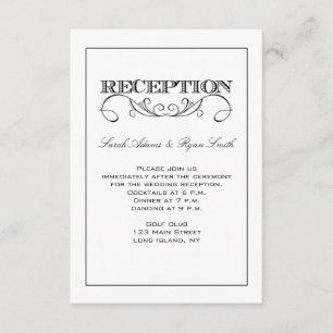 Convite de Recepção Branco e Preto Moderno