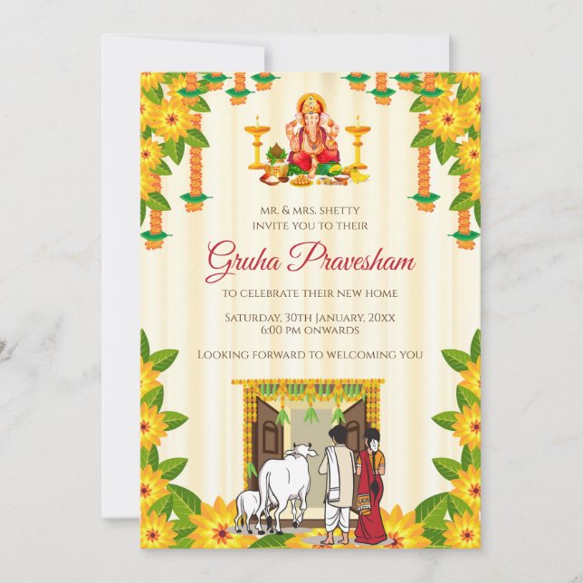 Convite de Recepção da Casa Nova Gruhapravesam (Frente)