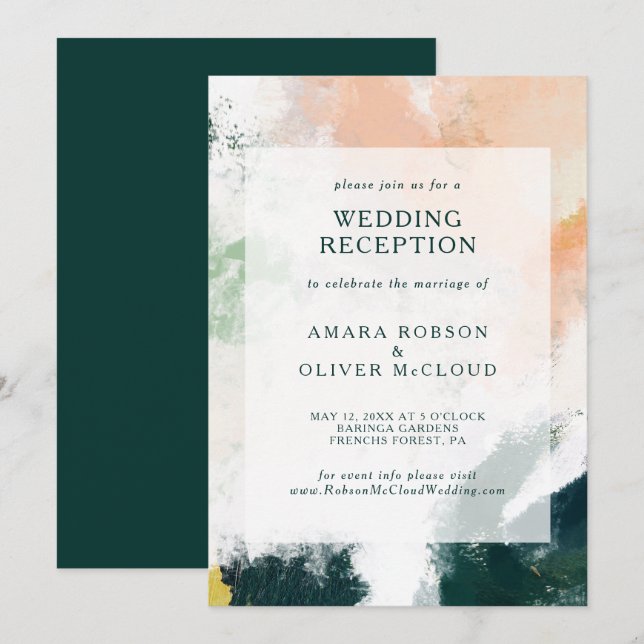 Convite de Recepção de Casamento Abstrato Colorido (Frente/Verso)