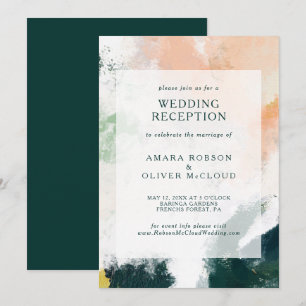 Convite de Recepção de Casamento Abstrato Colorido