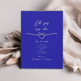 Convite de Recepção de Casamento Azul Real Elegant