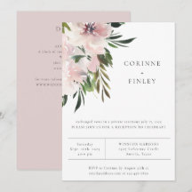 Convite de Recepção de Casamento Botânico Rosa Poe