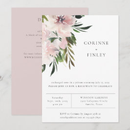 Convite de Recepção de Casamento Botânico Rosa Poe