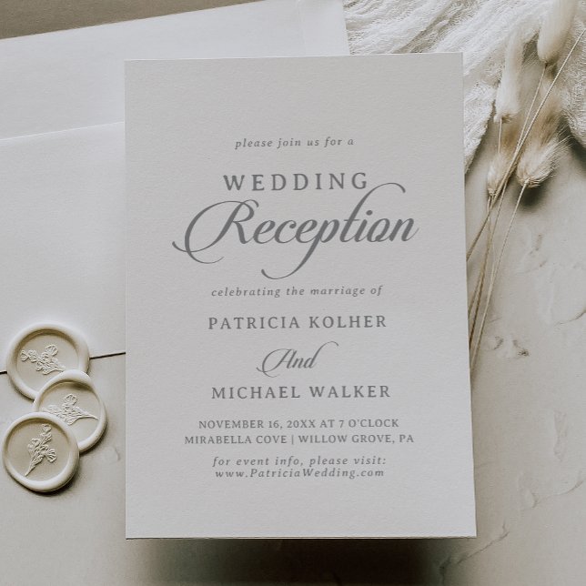 Convite de Recepção de Casamento Caligrafia Chic C (Criador carregado)