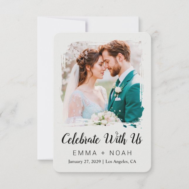 Convite de Recepção de Casamento Clássico e Elegan (Frente)