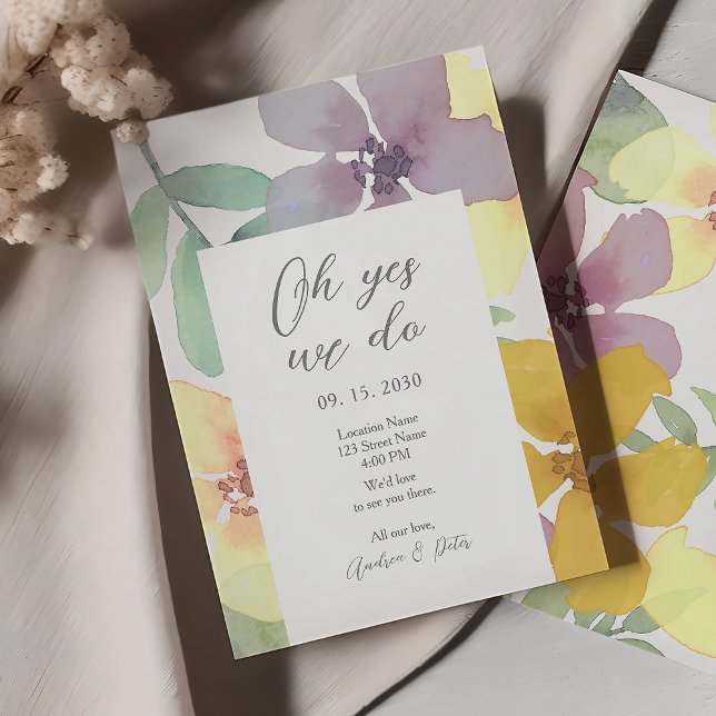 Convite de Recepção de Casamento Colorido de Flore (Criador carregado)