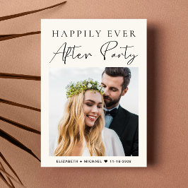 Convite de Recepção de Casamento com Foto em Creme