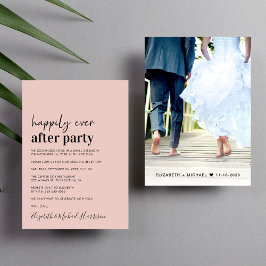 Convite de Recepção de Casamento com Foto em Rosa 