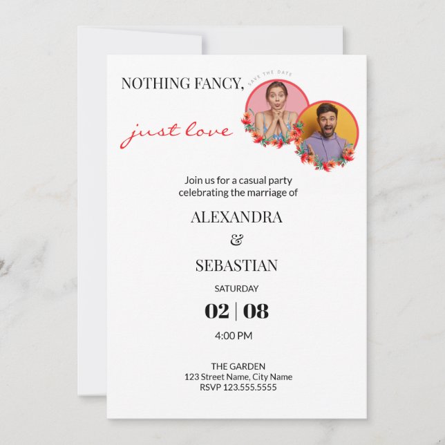 Convite de Recepção de Casamento com Fotos Editáve (Frente)