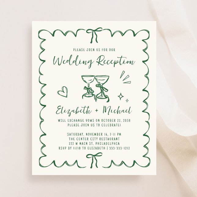 Convite de Recepção de Casamento com Moldura Ondul (From private vows to a grand party - invite family and friends to celebrate your marriage!)