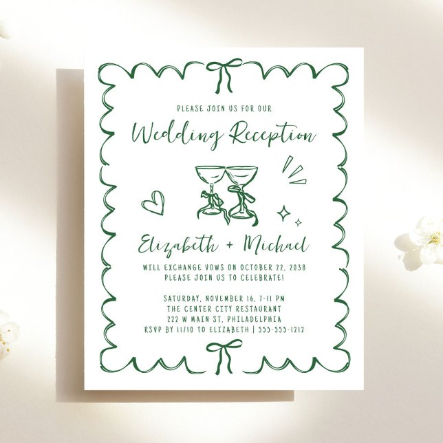 Convite de Recepção de Casamento com Moldura Ondul (From private vows to a grand party - invite family and friends to celebrate your marriage!)
