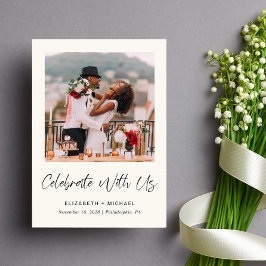 Convite de Recepção de Casamento Elegant Photo Cre