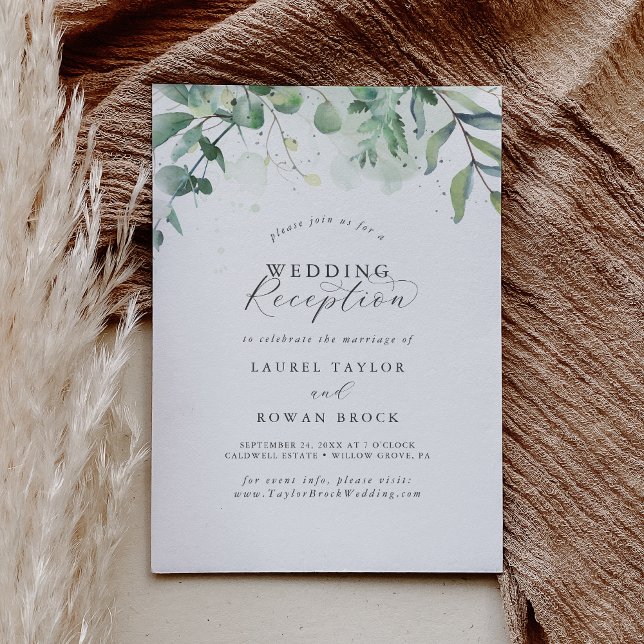 Convite de Recepção de Casamento Elegante com Folh (Criador carregado)