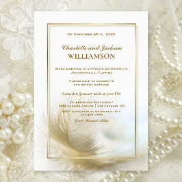 Convite de Recepção de Casamento Elegante Pena de