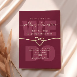 Convite de Recepção de Casamento em Letra Burgundy