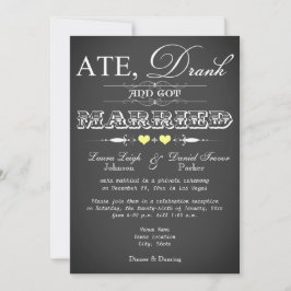 Convite de recepção de casamento estilo lousa de g