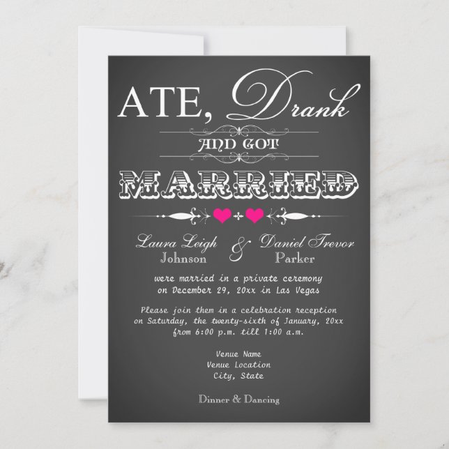 Convite de recepção de casamento estilo quadro neg (Frente)