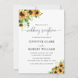 Convite de Recepção de Casamento Floral Amarelo