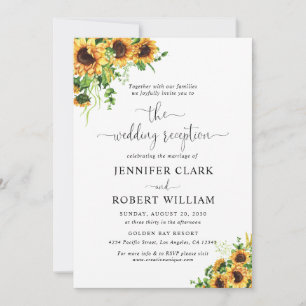 Convite de Recepção de Casamento Floral Amarelo