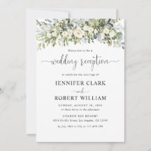 Convite de Recepção de Casamento Floral Branco